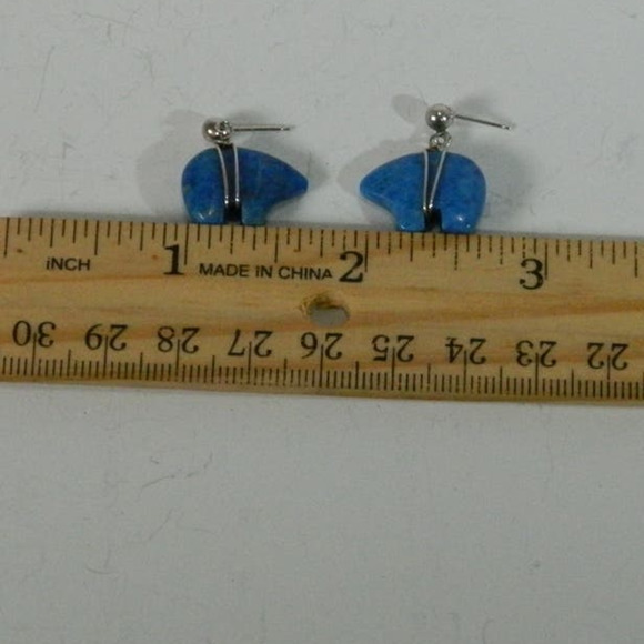 Lapis Spirit Bear Pierced Earrings - Picture 6 of 6